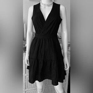 Christian Lacroix 55% Linen blend wrap mini dress in black color Size S